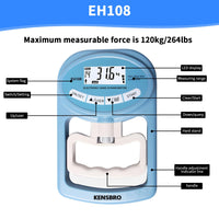 1 x RAW Customer Returns Digital hand force gauge 120 kg 264 lb, dynamometer digital, electronic hand dynamometer, electronic grip force meter, LED screen, dynamometer with USB charging cable - RRP €30.24