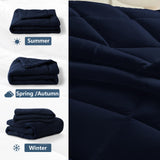 1 x RAW Customer Returns WAVVE duvet 135x200 4 seasons 2 pieces dark blue - all year round duvet 135x200cm 300gsm summer duvet 135 x 200 150gsm winter duvet 450gsm, quilt 200x135 for four seasons summer winter - RRP €39.99