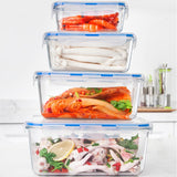 1 x RAW Customer Returns HUSANMP set of 4 extra large glass food storage containers, glass container with lid, glass storage container, glass storage jar, BPA-free, suitable for dishwasher, microwave, freezer. - RRP €46.14