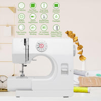 1 x RAW Customer Returns Mechanical sewing machine for sewing beginners, forward and reverse sewing function, sewing machine with 12 stitch programs 28.5 13.6 24.8cm, White  - RRP €92.65