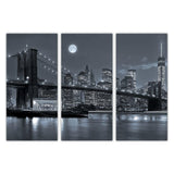 1 x RAW Customer Returns AREDE Set of 3 Wall Prints Modern Paintings Wall Decorations for Home Living Room Bedroom and Kitchen Brooklyn Bridge Black and White 90 x 60 cm Ready to hang - RRP €31.38