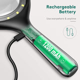 1 x RAW Customer Returns Magnifying glass with light, 60x 33 LED handheld magnifying glass 30XL reading magnifying glass with light, USB charging magnifying glass 3 modes reading magnifying glass for seniors, children, jewelers, hobbies - RRP €24.99