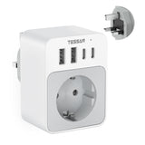 1 x RAW Customer Returns TESSAN travel adapter UK, 5 in 1 travel adapter type G with 2 USB C and 2 USB A, 3250W adapter England Germany plug, 20W USB C fast charge for phone, adapter for Great Britain Ireland Scotland - RRP €20.99