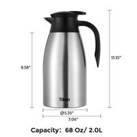 1 x RAW Customer Returns Tiken 2L Thermos Flask Stainless Steel Double Wall Vacuum Insulated Coffee Pot - RRP €32.99