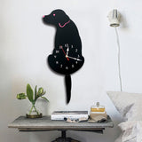 1 x RAW Customer Returns Ukey Creative Dog Acrylic Wall Clock Swinging Tail Pendulum Wall Clock for Living Room Bedroom Kids Room Kitchen Home Decoration Battery Not Included - RRP €22.8