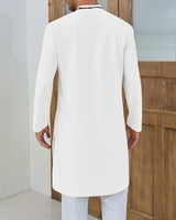 1 x RAW Customer Returns Cicy Bell Men s Kaftan Long Sleeve Button Down Henley Shirt Casual Split White M - RRP €33.26