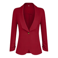 1 x RAW Customer Returns PrinStory Blazer For Women 3 4 Ruched Sleeve Blazer Business Office Blazer Suit Sporty Jack Trench Coat Red, EU 34-36  - RRP €33.26