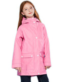 1 x RAW Customer Returns SOLOCOTE Kids Rain Jacket with Hood Lined Rubber Raincoats for Girls Boys Waterproof Windproof Pink 5-6 Years - RRP €49.99