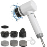 1 x RAW Customer Returns Electric cleaning brush, handheld spin scrubber, 2 gears adjustable, powerful kitchen cleaning brush with 6 brush heads, for tile cleaning, bathroom, toilet - RRP €26.81