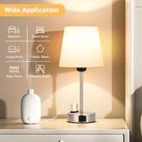 1 x RAW Customer Returns Bedside Lamp Set of 2, 3-Way Dimmable Touch Bedside Lamp with USB-A C Ports 2 Socket 2 Bulbs, Table Lamps for Bedroom Living Room Office White  - RRP €59.99