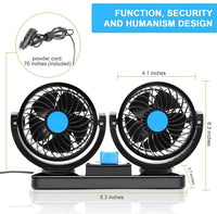 1 x RAW Customer Returns Electric Car Fan, Dual 360 Rotating Head, 2 Speeds, 12V DC - Efficient Ventilation, Vehicle Dashboard for SUV RV Vehicles - RRP €23.06