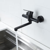 1 x RAW Customer Returns HomeLava 360 Rotatable Kitchen Faucet Wall Mounted Kitchen Faucet Mixer Taps Wall Fitting Wall Fitting Single Lever Mixer 304 Stainless Steel Black Spout 180mm - RRP €69.99