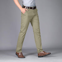 1 x RAW Customer Returns Misfuso Men s Anti-Wrinkle 100 Cotton Regular Waist Straight Tube Casual Pants with Pockets Khaki Light 42 - RRP €27.6