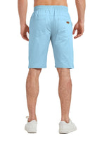 1 x RAW Customer Returns Ougelebo Shorts Men Shorts Men Summer Shorts Men Chino Cotton Pants Short Elastic Waist with Drawstring Light Blue L - RRP €29.75