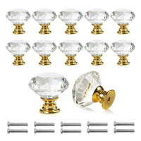 1 x RAW Customer Returns Bosdontek Crystal Drawer Knobs Dresser Furniture Knobs Zinc Alloy Crystal Glass Furniture Knob Handle Wardrobe Pull Handles Furniture Handle 30mm Gold 12 12PCs, Gold  - RRP €12.99