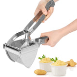 1 x RAW Customer Returns Potato press stainless steel, potato masher, potato squeezer, fruit and vegetable potato masher, for creamy, fluffy mashed potatoes, fruit juices, vegetable puree 28 x 8 x 10.5 cm - RRP €18.22