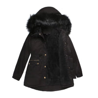 1 x RAW Customer Returns MEYOCEYO Winter Jacket Women Long Warm Lined Winter Coat with Fur Hood Winter Parka Windproof Parka Jacket Black L - RRP €73.56