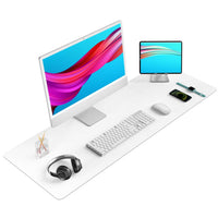 1 x RAW Customer Returns Aothia Desk Pad, PU Leather Desk Mat, Mouse Pad, Non-Slip Desk Protector, Waterproof Desk Writing Pad for Office and Home 122x43cm, White  - RRP €30.84