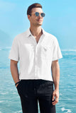 1 x RAW Customer Returns GAMISOTE Men s Casual Shirt Short Sleeve Cotton Summer Shirt Button Down Summer Shirt Regular Fit Traditional Shirt Men, White XL  - RRP €26.2