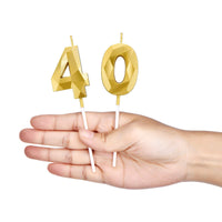 1 x RAW Customer Returns BBTO 40th Birthday Number Candles 3D Diamond Shape Cake Candles Number 40 Cake Topper Decoration for Birthday Wedding Anniversary Celebration Supply, Gold - RRP €7.09