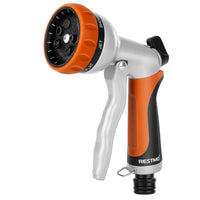 1 x RAW Customer Returns RESTMO Garden Shower, Metal High Pressure Garden Hand Shower, 7-Function Spray Nozzle and Adjustable Water Flow Spray Guns Irrigation Gun for Watering, Car Washing, Orange - RRP €19.99