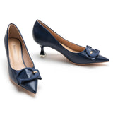 1 x RAW Customer Returns C.Paravano pumps women kitten heel pumps pointed pumps shoes pumps closed toe pumps leather pumps navy, 37  - RRP €121.01