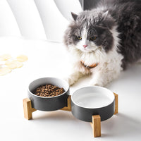 10 x Brand New Sredumn cat bowl, with bamboo stand and non-slip base, cat feeding bowl, for pets cats and puppies - RRP €204.0