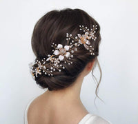 1 x RAW Customer Returns CHIC DIARY Hair Accessories Wedding Headband Flower Hairband Rose Gold Elegant Bridal Headband Evening Dress Wedding Dress Accessories - RRP €11.09