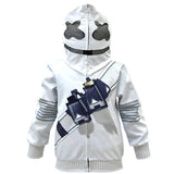 1 x RAW Customer Returns Boys Smile Face Mask Hoodie Kids Fashion DJ 3D Long Sleeve Pullover Cosplay Jacket Size 140 cm, zipper - RRP €29.23