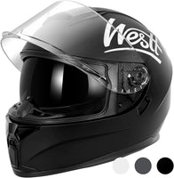 1 x RAW Customer Returns Westt Motorcycle Motocross Helmet with Double Visor and Sun Visor for Men and Women, for Touring, Racing, Scooter, Moped and Chopper, ECE DOT Certified, Black, L 59-60 cm  - RRP €79.28