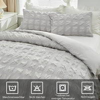 1 x RAW Customer Returns Tospass Seersucker Bed Linen 155x220 2-Piece Gray Embossed Brushed Microfiber Aesthetic Bedding Sets Soft Cuddly, 1 Duvet Cover 155x220 and 1 Pillowcase 80x80 with Zipper - RRP €33.25