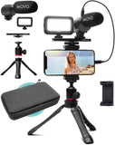 1 x RAW Customer Returns Movo iVlogger Vlogging Kit for iPhone - Lightning Compatible Video Vlogging Set - Accessories Cell Phone Tripod, Cell Phone Holder, LED Light and Directional Microphone - YouTube Starter Set or iPhone Vlogging - RRP €111.36