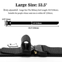 1 x RAW Customer Returns Military Belt, Adjustable Nylon Tactical Men s Belt with Quick Release Metal Buckle for Outdoor Sports, Black Black, Large Size 53.5 136cm  - RRP €21.62