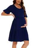 1 x RAW Customer Returns Smallshow Women s Maternity Dress Short Sleeve Summer Pregnancy Maternity Dress Navy M - RRP €34.99