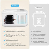 1 x RAW Customer Returns KUMIO Ice Cream Maker with Compressor, Self-Cooling Ice Cream Maker, Frozen Yogurt Maker with LCD Display Timer, Removable Stirrer 1L Bowl Clear Lid, 100W Ice Cream Maker, White - RRP €149.99