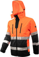 1 x RAW Customer Returns ACE Neon high-visibility jacket - strong softshell warning jacket including reflectors and removable hood - EN ISO 20471 - orange - XXL - RRP €60.49