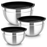 1 x RAW Customer Returns TEAMFAR Mixing Bowl Set of 3, Stainless Steel Bowl Salad Bowl with Airtight Lid, Black Bowl Set Perfect for Baking Preparing Serving, 4.5L 2.5L 1.5L, Dishwasher Safe - RRP €21.17