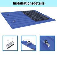 1 x RAW Customer Returns Solar module bracket flat roof, aluminum photovoltaic mounting rail 12 cm, adjustable black clamp for 30-35 mm thick modules, solar panel bracket mounting set 2 modules suitable for flat roof trapezoidal roof - RRP €22.99