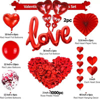 1 x Brand New Valentine s Day Balloons Decoration Set, Romantic Decoration Set, I Love You Garland, Valentine s Day Decoration Love Balloon 1000 Rose Petals Decoration Set for Engagement Wedding Bridal Shower Party Red-B  - RRP €19.2