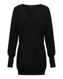 1 x RAW Customer Returns ZANZEA Women s V-Neck Loose Long Sleeve Tops Oversize Long Sweatshirt Tops Black M - RRP €36.29