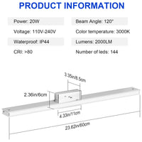 1 x RAW Customer Returns Klighten LED Bathroom Mirror Light 60cm 20W, 2000LM Bathroom Mirror Lamps, Modern Bathroom Mirror Sconces, 110-240V, 3000K Warm White, Chrome - RRP €54.44