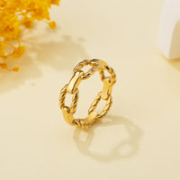 1 x RAW Customer Returns YeGieonr Gold Ring for Women, 18K Gold Plated Stainless Steel Chain Rings, Fashion Jewelry Gift for Women and Girls - RRP €14.11