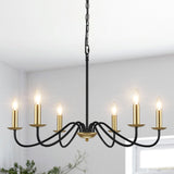 1 x RAW Customer Returns MRHYSWD 6-Light Chandelier Gold Black Hanging Lamp Modern Vintage Chandelier For Living Room Kitchen Dining Room Dining Table Bedroom Hallway, Industrial Pendant Light Height Adjustable - RRP €69.99