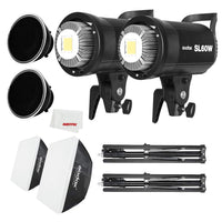 1 x RAW Customer Returns Godox Set of 2 Professional Lighting Spotlights, 60W SL LED Light, Includes Honeycomb Grid, Are Ideal for a Photography Studio, 60 x 60cm - RRP €316.58