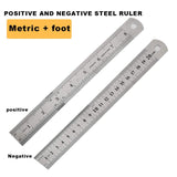 4 x Brand New Jieddey Stainless Steel Ruler, 3 PCS Metal Rulers with Conversion Table and Hanging Hole Metal Ruler Precision Ruler for Students School Office Supplies 6 8 12 Inch - RRP €25.84