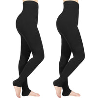 2 x Brand New Emooqi Thermal leggings for women, pack of 2 winter leggings, women s lined, warm leggings, women s winter with fleece, high waist opaque leggings black and black - RRP €37.24