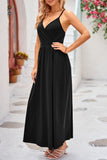 1 x RAW Customer Returns OUGES Women s Summer Dress V-Neck Maxi Dress Backless High Waist Spaghetti Strap Casual Dress Long Split Dresses Black, M  - RRP €31.25