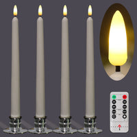 1 x RAW Customer Returns NONNO ZGF 4 pieces LED 28 cm blue taper candles, flickering candle made of real wax with remote control and timer function - with 4 silver candle holders - RRP €29.23