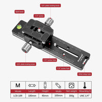 1 x RAW Customer Returns Koolehaoda 180mm Quick Release Plate Rail Nodal Slide Double Dovetail Camera Mount with Double Sided Clamp - RRP €35.99