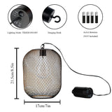 1 x RAW Customer Returns TRIROCKS Battery-Powered Pendant Lamp 21.5cm Height Wire Mesh Lanterns with LED Edison Bulb Perfect for Home Living Room Garden Courtyard Patio Parties Events Table Black  - RRP €35.99